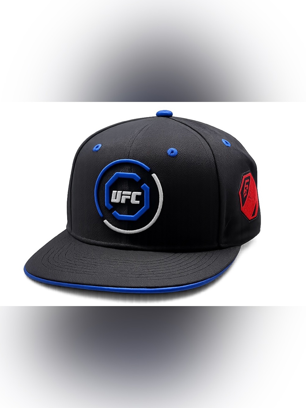 UFC Black Snapback Reebok Cap with Blue Trim and Red Side Patch